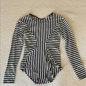 Body Editions Black and White Striped Women's Bodysuit